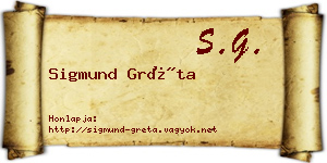Sigmund Gréta névjegykártya